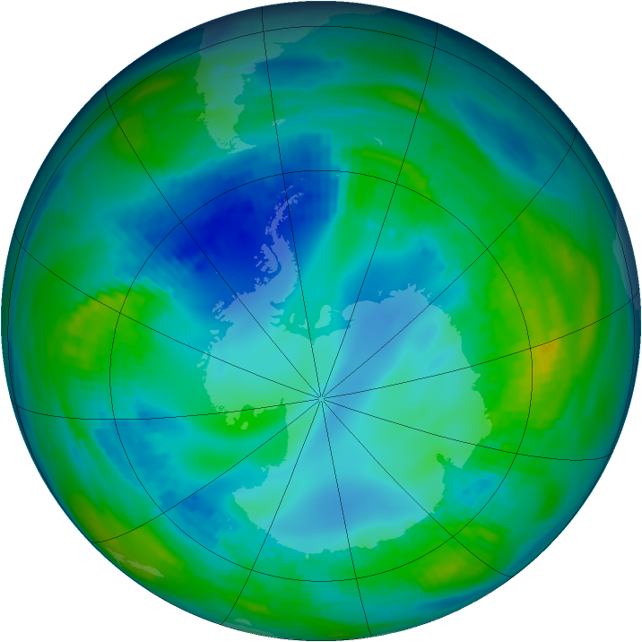 Antarctic ozone map for 09 May 1992